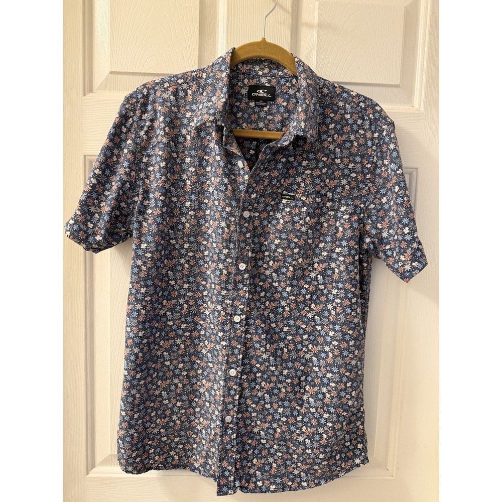 Men's Short Sleeve Button Up O'Neill Organic Cotton Blend Floral Small